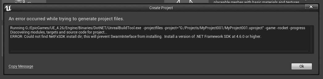 SDK .NET Error When Creating New UE4 C++ Project